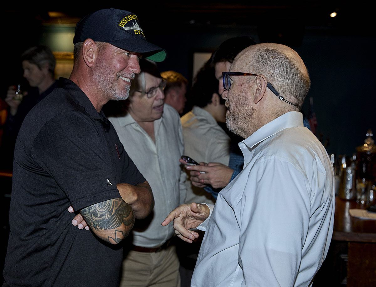 Paul Rieckhoff in conversation with a guest at the IVA launch reception
