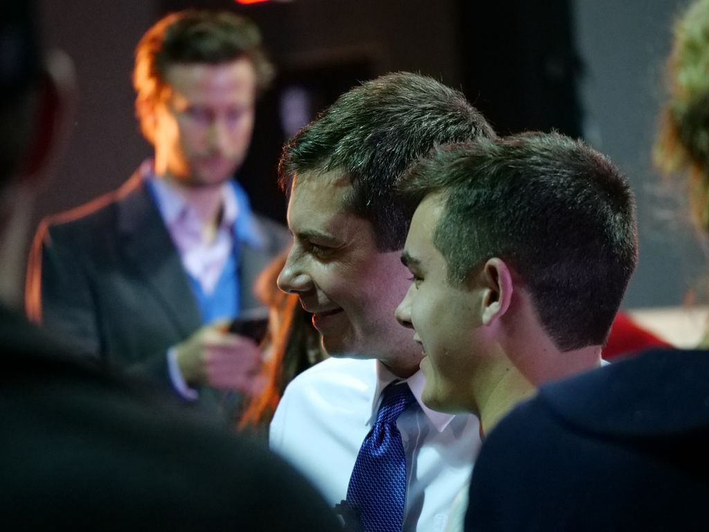 Pete Buttigieg with guests after the event