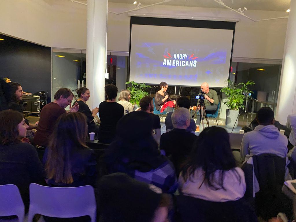 A full house at Betaworks for Angry Americans