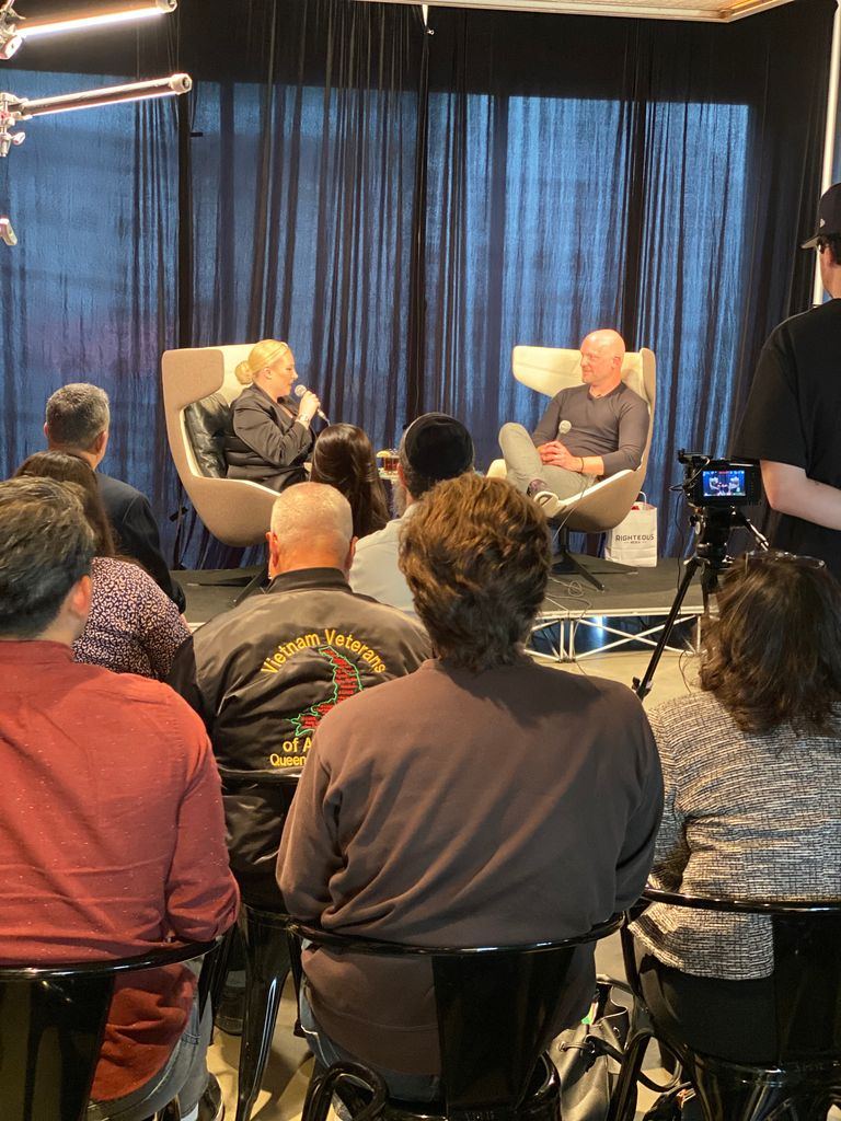 The audience watches Meghan McCain in conversation