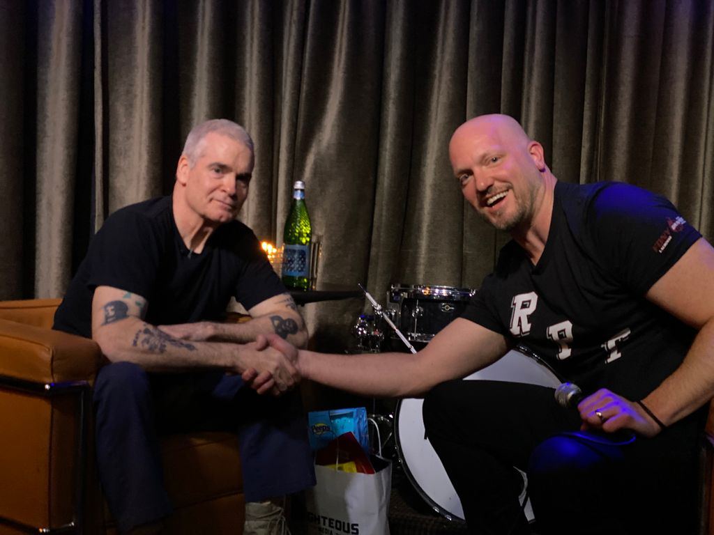 Henry Rollins and Paul Rieckhoff on stage in Los Angeles
